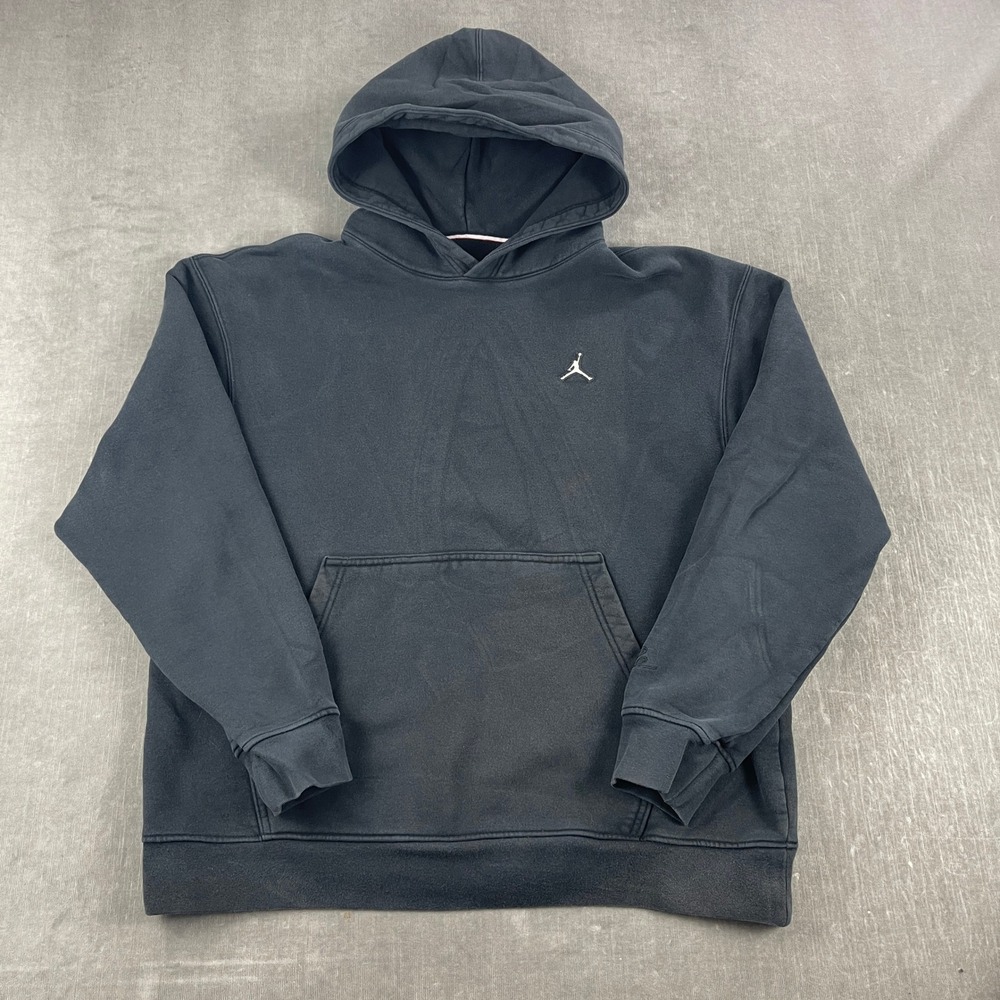 Jordan Mens Large Black Pullover Hoodie Embroidered Jumpman Logo‎
